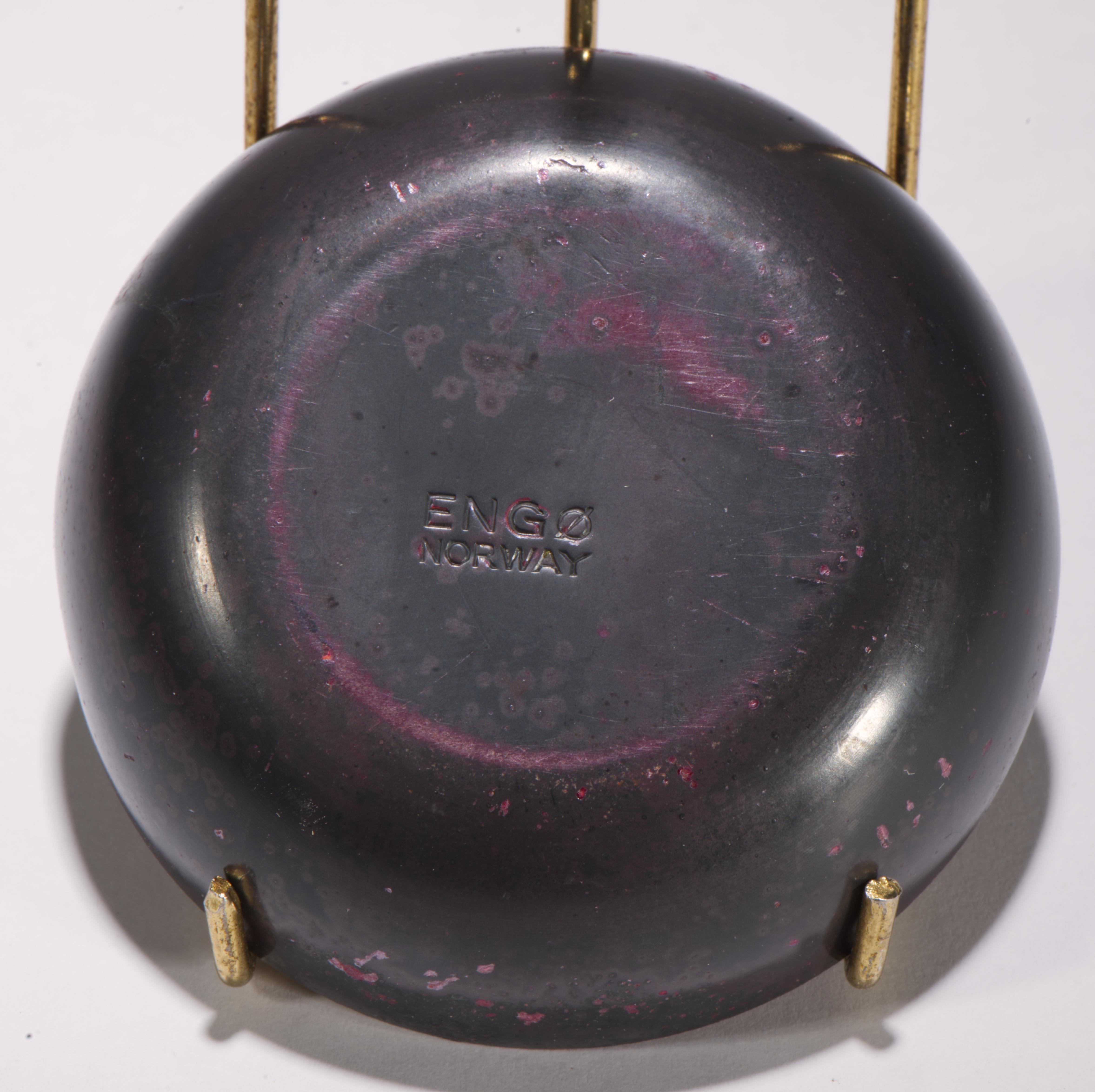 Bjørn Engø Norway Set of 3 Enamel on Copper Bowls, Scandinavian Modern1950s-1960 In Good Condition For Sale In Clifton Springs, NY