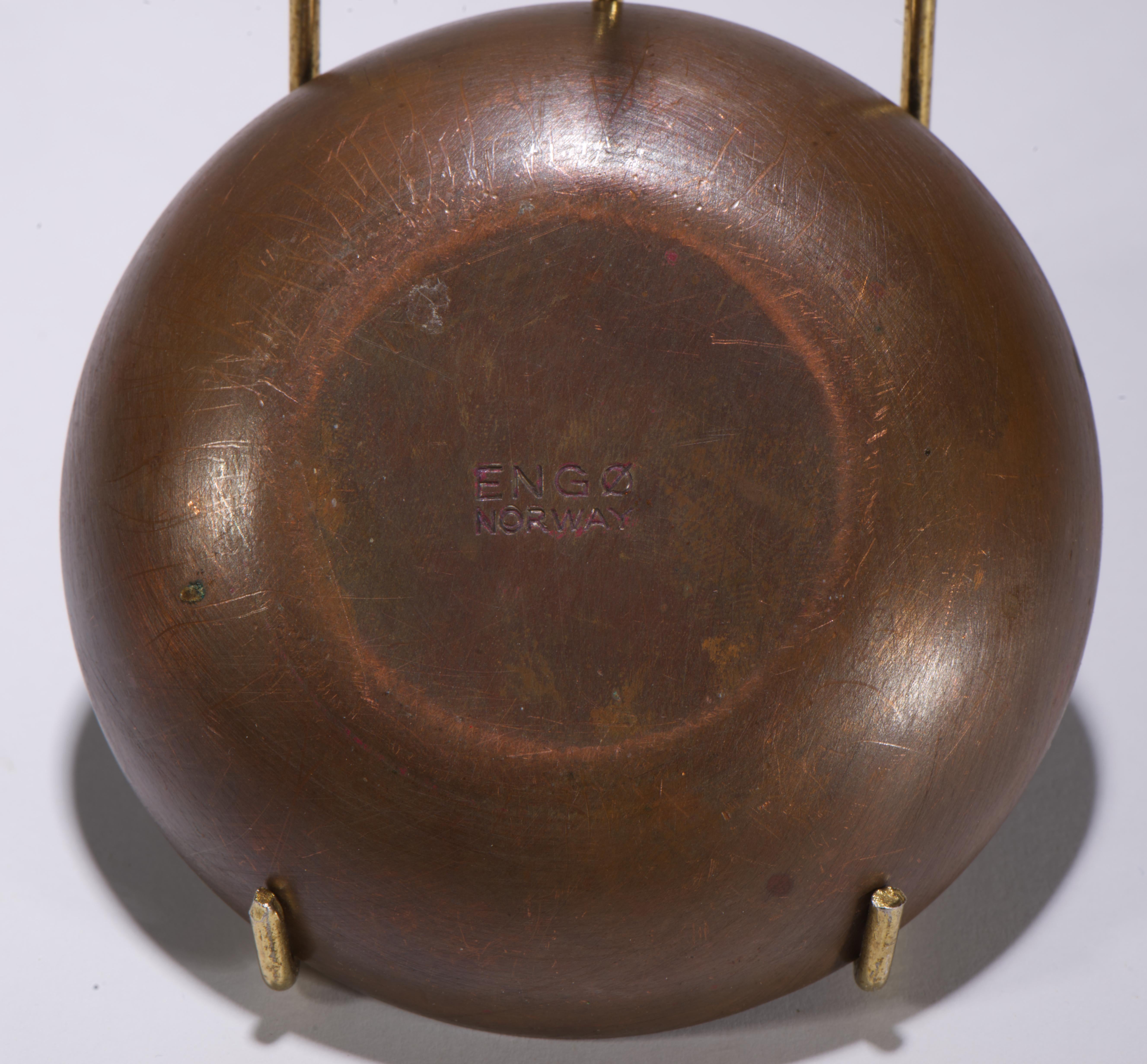 Metal Bjørn Engø Norway Set of 3 Enamel on Copper Bowls, Scandinavian Modern1950s-1960 For Sale