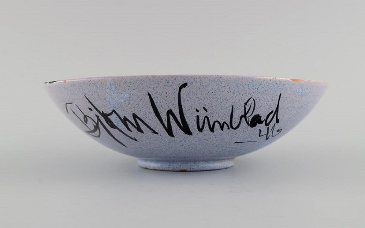Mid-20th Century Bjørn Wiinblad, Denmark, Early Unique Bowl in Hand-Painted Ceramics For Sale