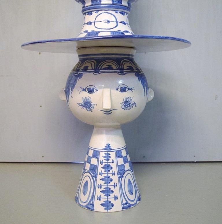 Danish Bjørn Wiinblad, Denmark, Giant Vase in Hand-Painted Glazed Ceramics