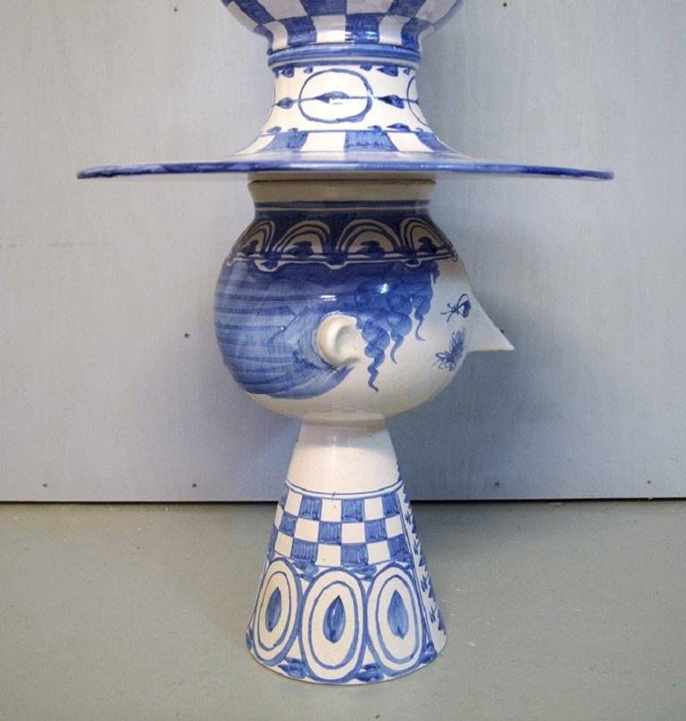 Late 20th Century Bjørn Wiinblad, Denmark, Giant Vase in Hand-Painted Glazed Ceramics