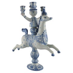 Bjørn Wiinblad '1918-2006', Denmark. Large Figure / Candlestick. Rider on Horse