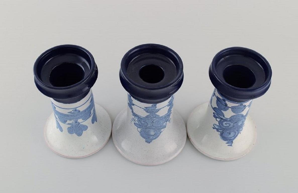 Scandinavian Modern Bjørn Wiinblad, Denmark, Three Candlesticks / Vases in Ceramics