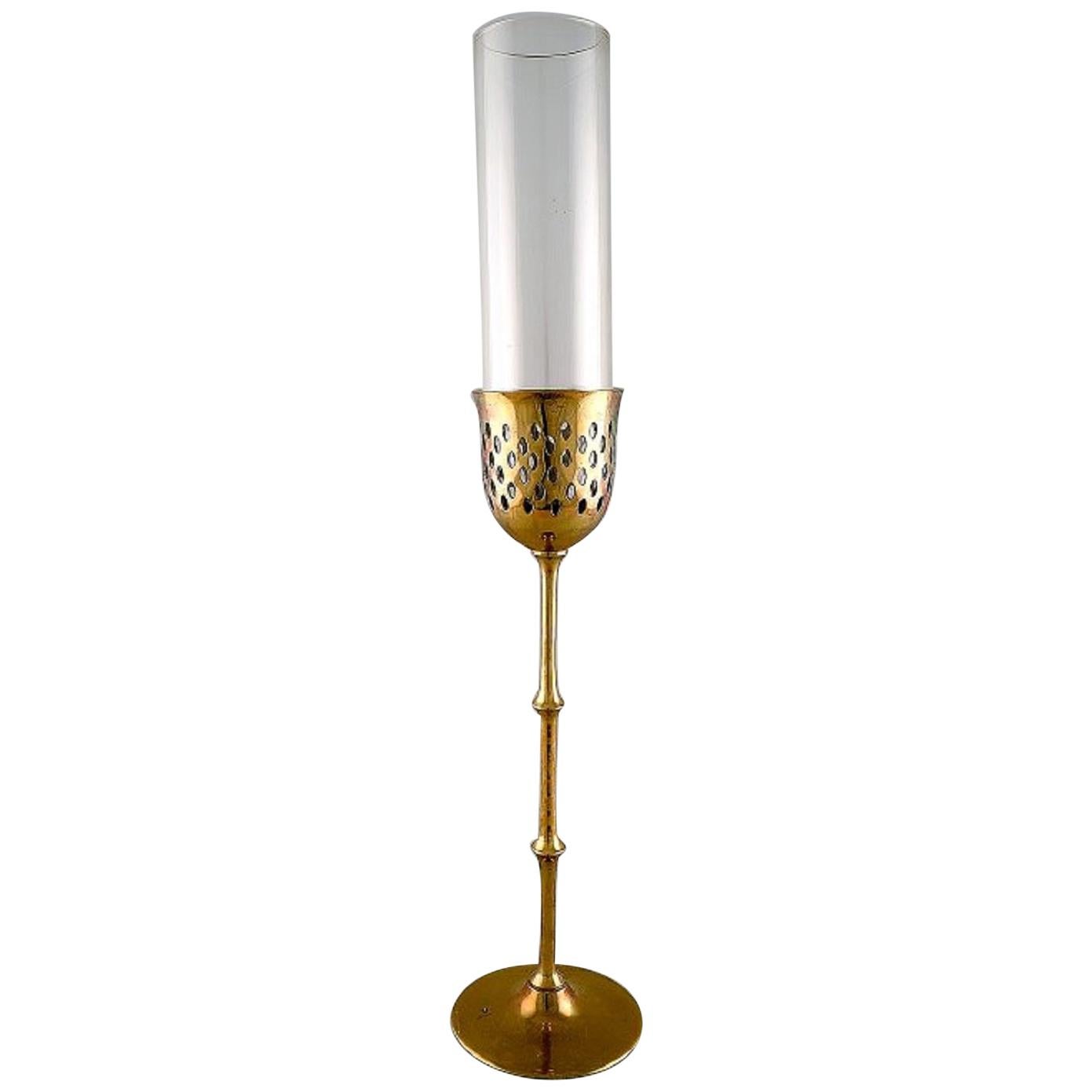 Bjørn Wiinblad ‘1918-2006’, Tall "Hurricane" Candleholder in Brass, 1970s For Sale