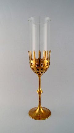 Bjørn Wiinblad Two "Hurricane" Candleholders in Brass, 1970s