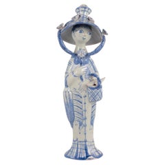 Bjørn Wiinblad. "Autumn" figurine in blue glazed earthenware. 1964