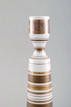 Bjørn Wiinblad Candlestick Made of Porcelain, Decorated in Gold, 1980s