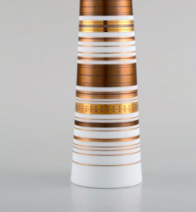 Scandinavian Modern Bjørn Wiinblad Candlestick Made of Porcelain, Decorated in Gold, 1980s For Sale