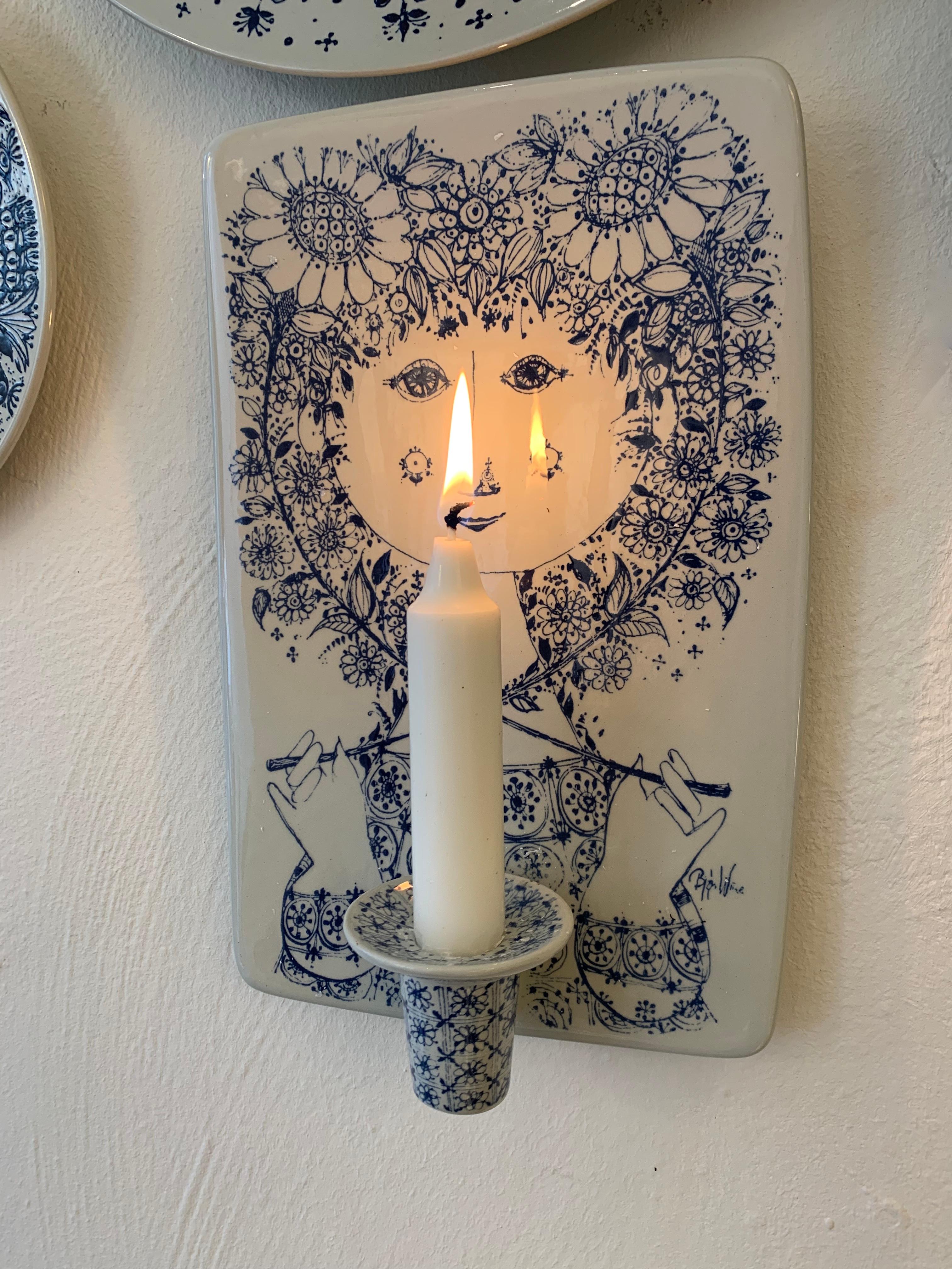 Scandinavian Modern Bjørn Wiinblad Ceramic Candle Holder Wall Plaque & Plates '4 pc' Nymolle Denmark