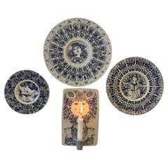 Bjørn Wiinblad Ceramic Candle Holder Wall Plaque & Plates '4 pc' Nymolle Denmark