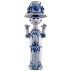 Bjørn Wiinblad Ceramics, Blue Lady with Two Birds. Decoration Number M35