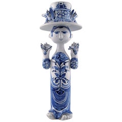 Bjørn Wiinblad Ceramics, Blue Lady with Two Birds