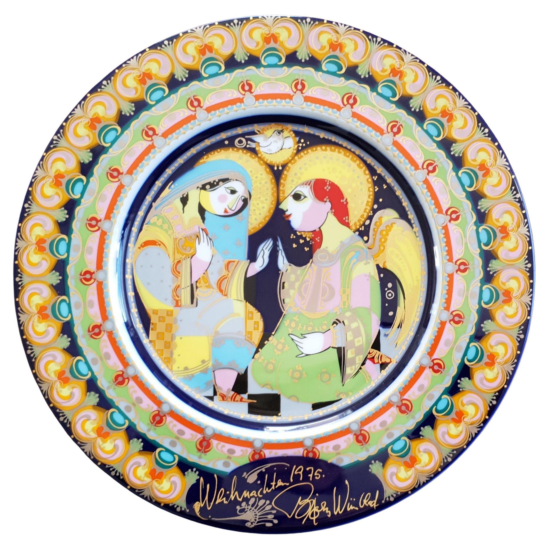 Bjørn Wiinblad Christmas Plate 1975 "Annunciation to the Blessed Virgin Mary" For Sale