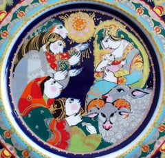 Bjørn Wiinblad Christmas Plate 1977 "Shepherds Greet the Newborn King"