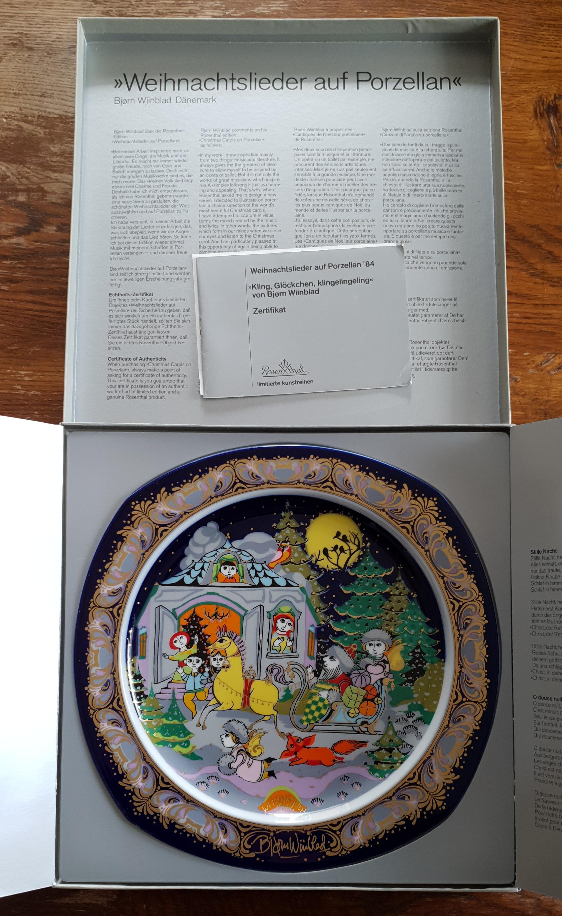 Porcelain Bjørn Wiinblad Christmas Plate 1984 