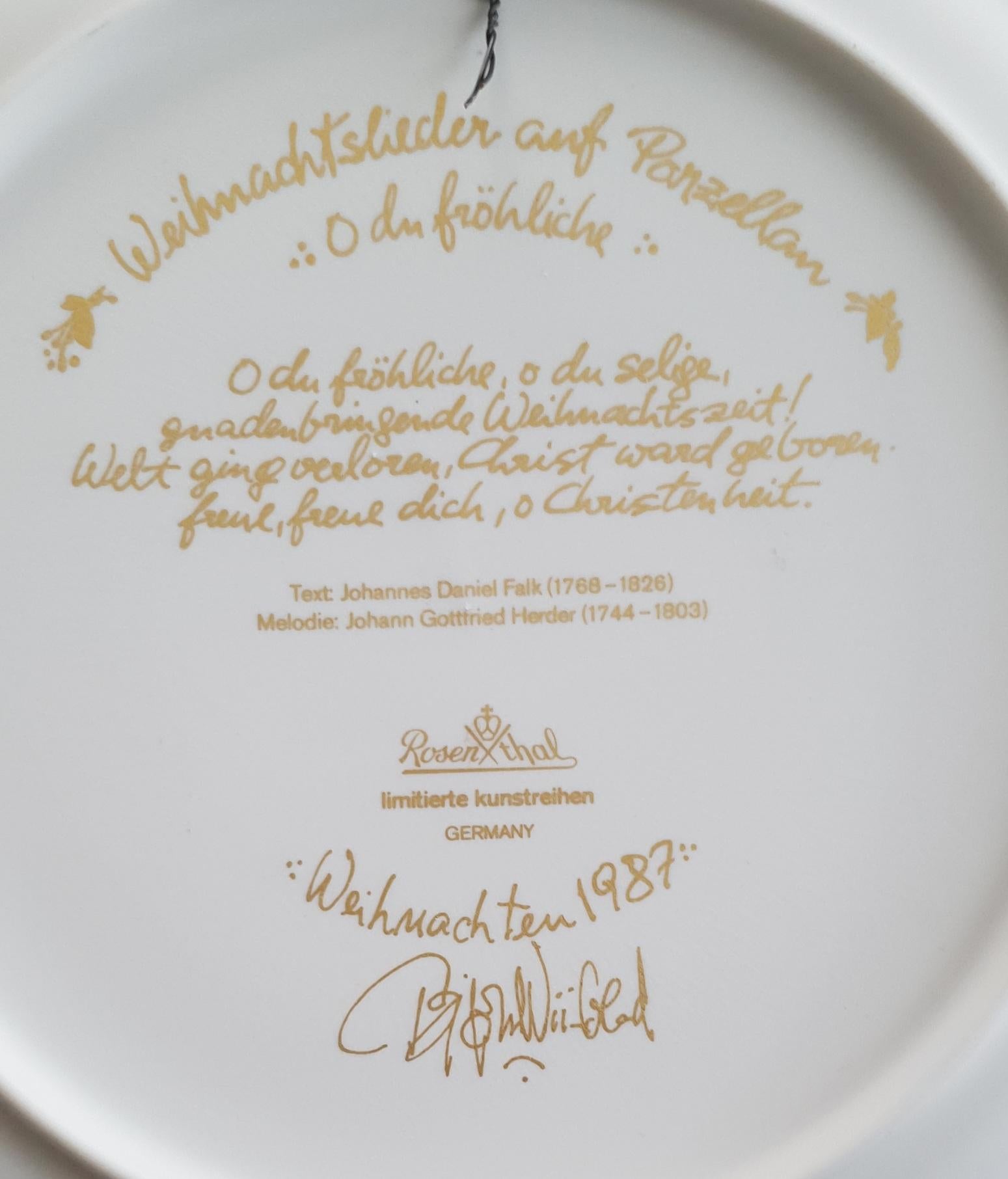 German Bjørn Wiinblad Christmas Plate 1987 