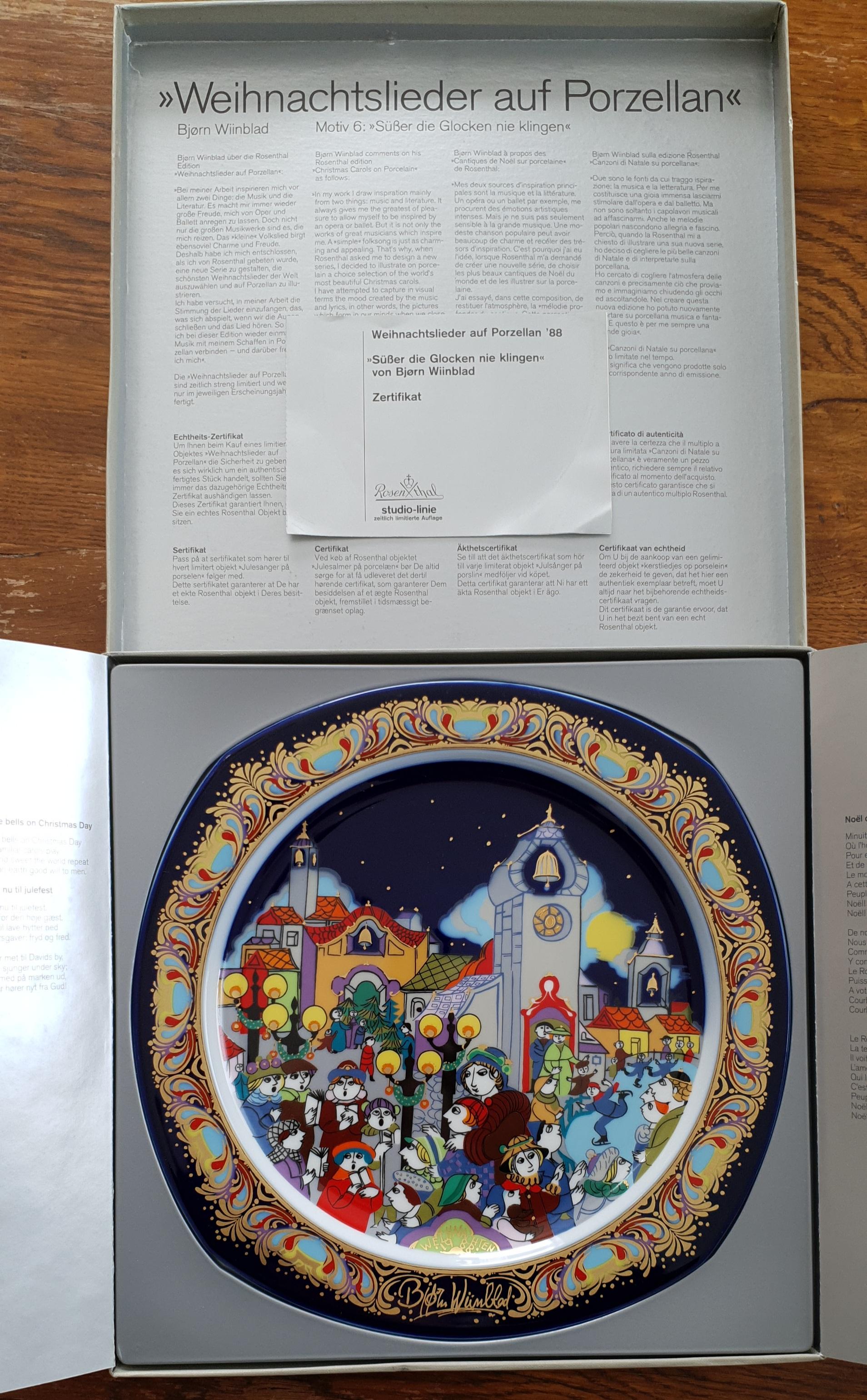 Porcelaine Plaque de Noël 1988 de Bjørn Wiinblad 