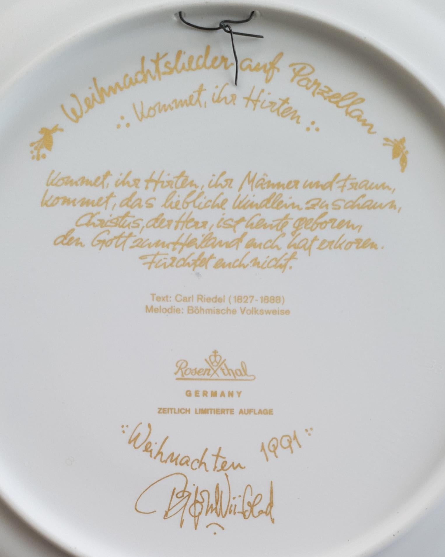 German Bjørn Wiinblad Christmas Plate 1991 