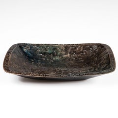 Bjørn Wiinblad – Decorated Ceramic Tray with Brown-Blue Glaze, 1970s
