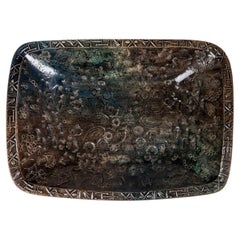 Bjørn Wiinblad – Decorated Ceramic Tray with Brown-Blue Glaze, 1970s