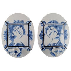 Bjørn Wiinblad, Denmark, a Pair of Wall Plaques with Candleholders