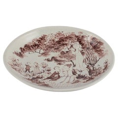 Bjørn Wiinblad, Early Unique Hand Painted Dish Decorated with Romantic Scenery