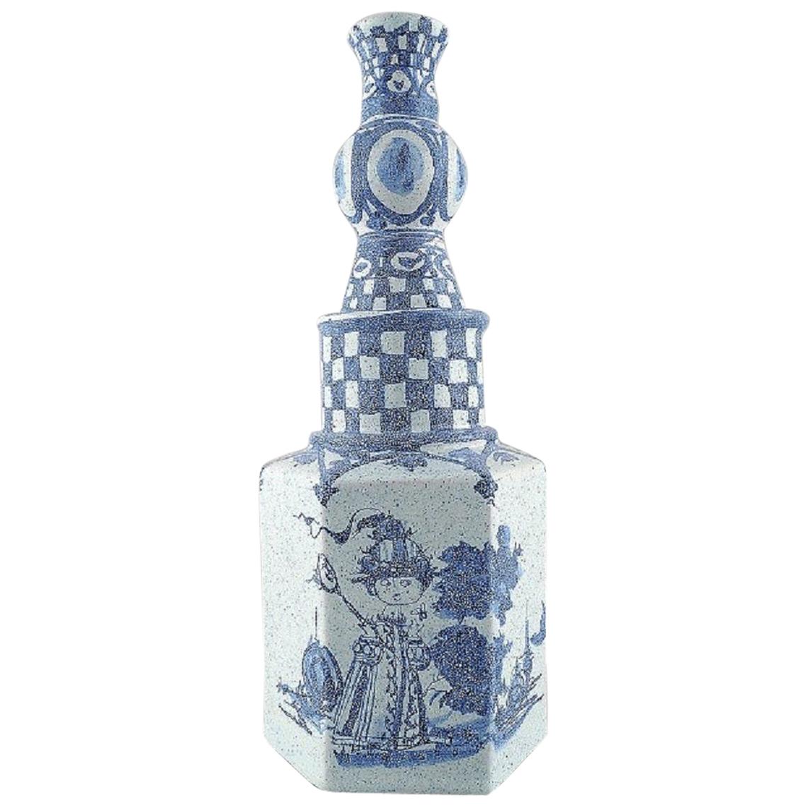 Bjørn Wiinblad, Early Vase in Hand Painted Ceramics, Romantic Garden Scenery