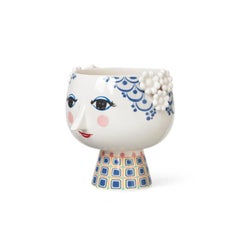 Bjørn Wiinblad 'Eva' Footed Flowerpot, Blue, 8.3 in H