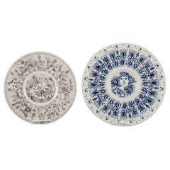 Bjørn Wiinblad for Nymølle, Denmark. Two large faience dishes, 1970s