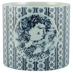 Bjørn Wiinblad for Nymølle, flower pot with woman and flower motif. 1970s. 