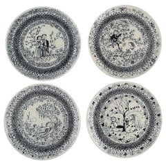 Bjørn Wiinblad for Nymølle, Four Round Seasons Dishes in Glazed Faience