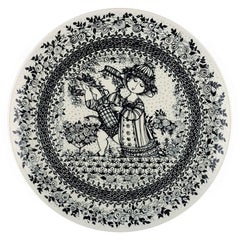 Bjørn Wiinblad for Nymølle, Large Round "the Seasons" Dish in Glazed Ceramics