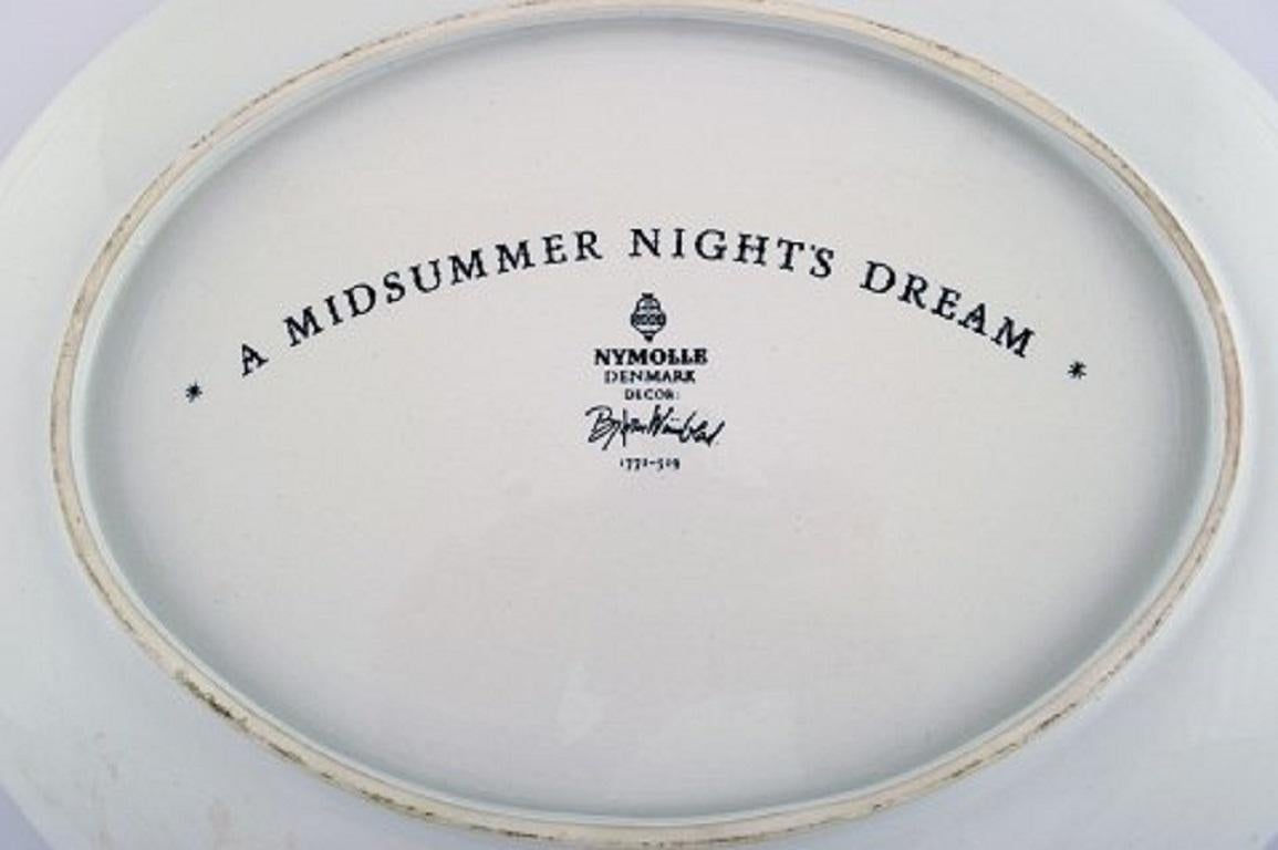 Danish Bjørn Wiinblad for Nymølle, Oval Serving Dish in Glazed Faience, 1970/80's For Sale