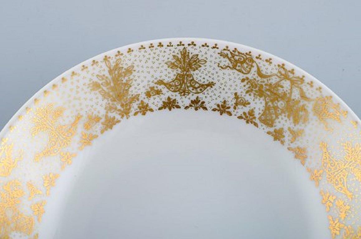 Bjørn Wiinblad for Rosenthal, 10 Deep Plates in Porcelain with Gold Decoration In Excellent Condition In Copenhagen, DK