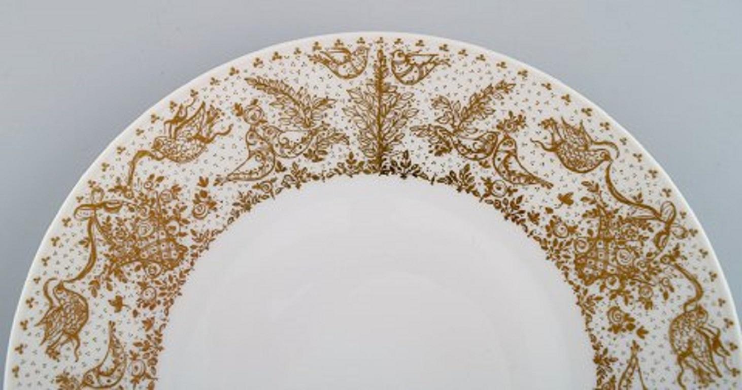 German Bjørn Wiinblad for Rosenthal, 10 Dinner Plates in Porcelain with Gold Decoration