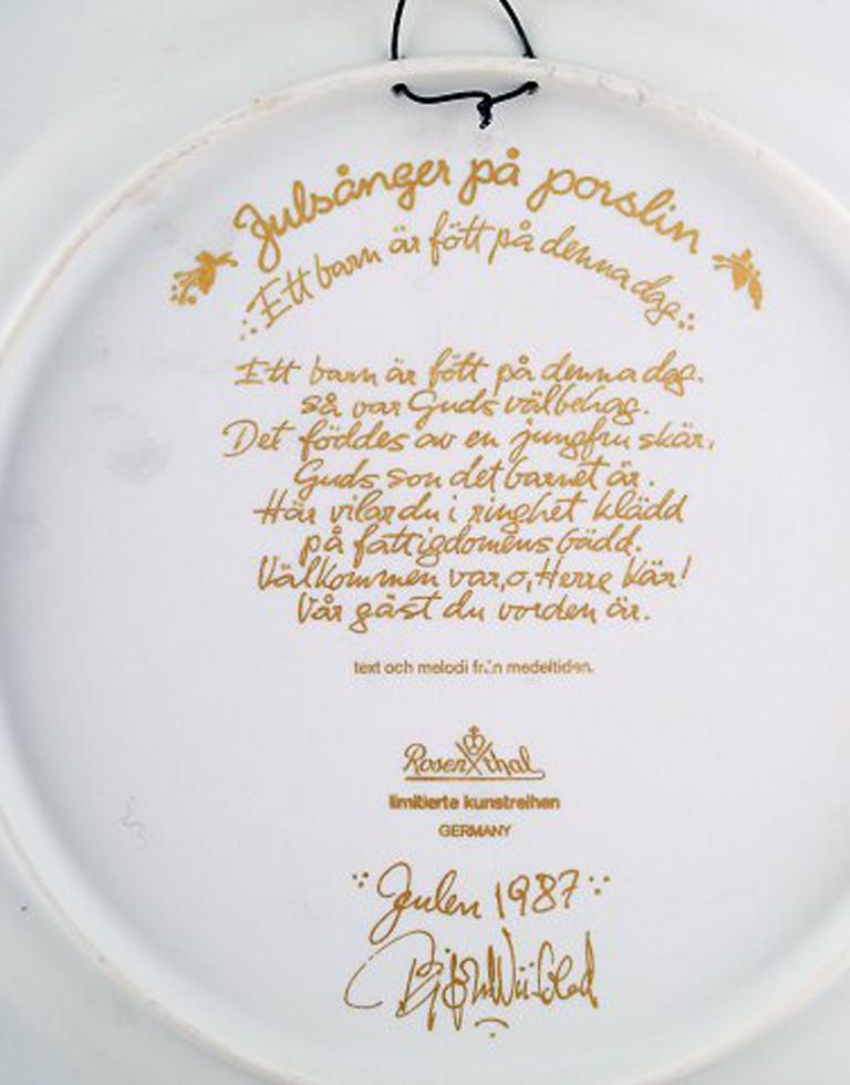 Bjørn Wiinblad pour Rosenthal, assiette de Noël en porcelaine de 1987 Bon état - En vente à Copenhagen, DK