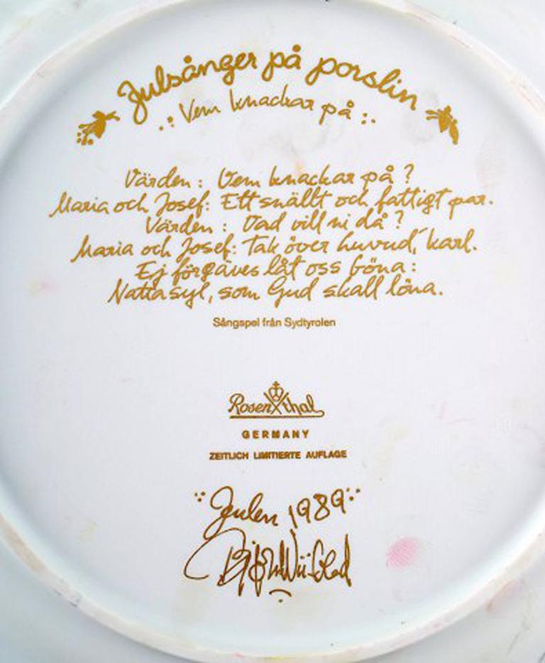 Modern Bjørn Wiinblad for Rosenthal, Christmas Plate in Porcelain from 1989 For Sale