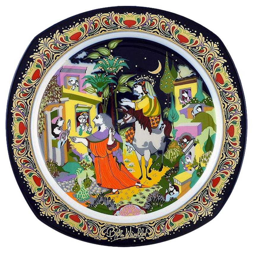 Assiette de Noël en porcelaine Bjørn Wiinblad pour Rosenthal, 1989 en vente