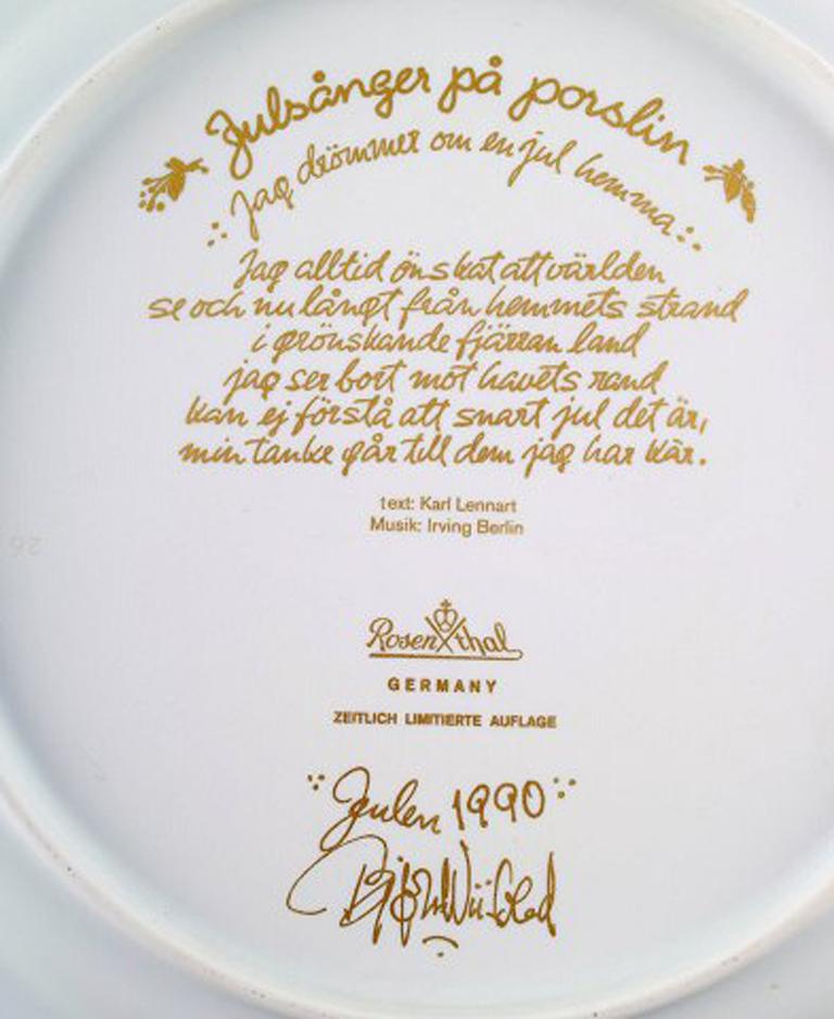 Bjørn Wiinblad for Rosenthal, Christmas Plate in Porcelain from 1990 In Good Condition In Copenhagen, DK