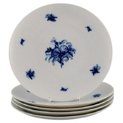 Bjørn Wiinblad for Rosenthal, Five Romanze Blue Flower Porcelain Plates, 1960s