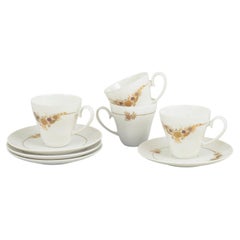 Bjørn Wiinblad for Rosenthal. Four coffee cups with saucers. Romanze series.