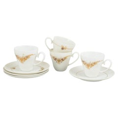 Bjørn Wiinblad for Rosenthal. Four coffee cups with saucers. Romanze series.