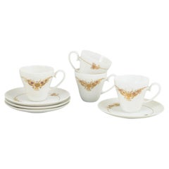 Bjørn Wiinblad for Rosenthal. Four coffee cups with saucers. Romanze series.