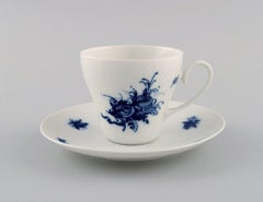Bjørn Wiinblad for Rosenthal, Four Romanze Blue Flower Coffee Cups with Saucers