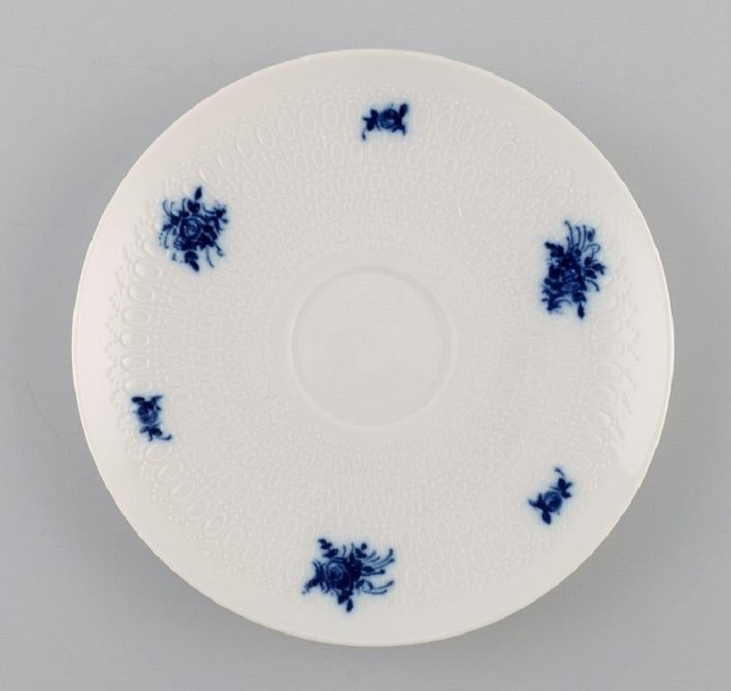 Hand-Painted Bjørn Wiinblad for Rosenthal, Four Romanze Blue Flower Coffee Cups with Saucers