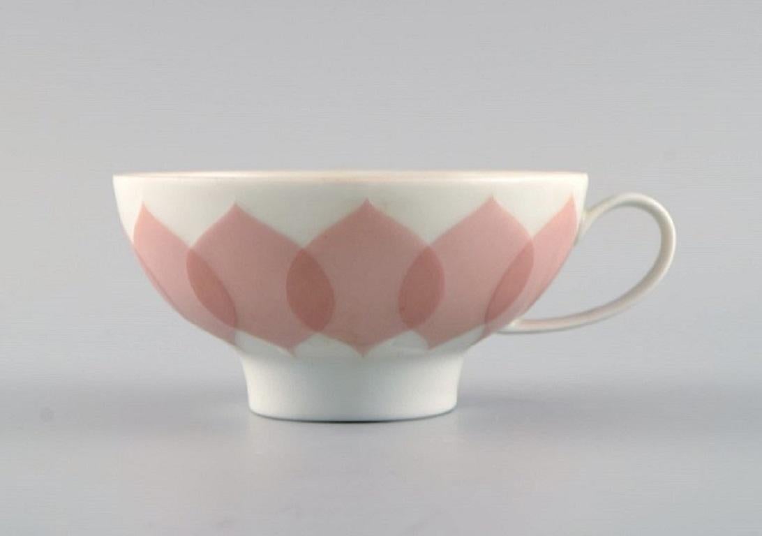 Modern Bjørn Wiinblad for Rosenthal, Lotus Porcelain Service, 9 Teacups with Saucers For Sale