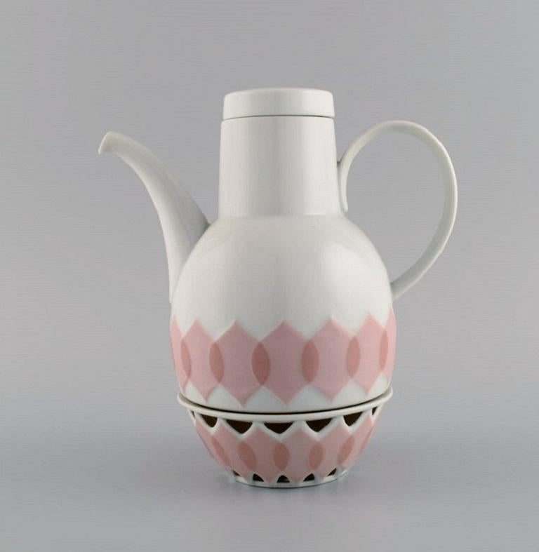 German Bjørn Wiinblad for Rosenthal, Lotus Porcelain Service, Coffee Pot with Heater For Sale