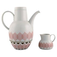 Retro Bjørn Wiinblad for Rosenthal, Lotus Porcelain Service, Coffee Pot with Heater