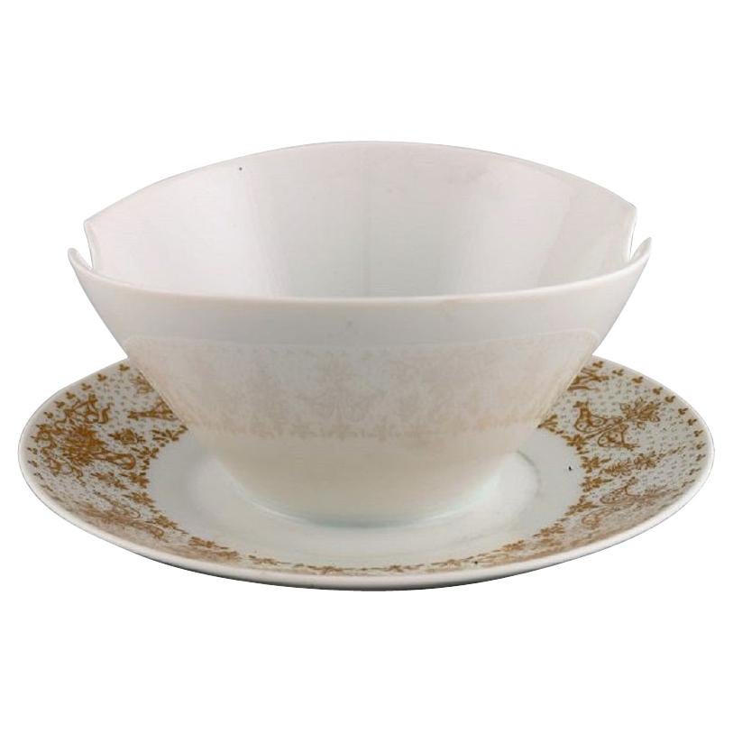 Bjørn Wiinblad for Rosenthal, Porcelain Sauce Bowl with Gold Decoration, 1980s