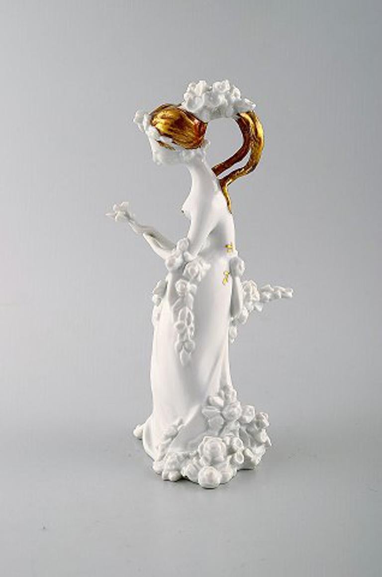 Scandinavian Modern Bjørn Wiinblad for Rosenthal, Rare Porcelain Figure, Girl with Flowers, 1980s